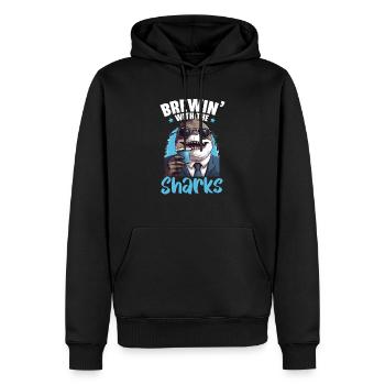 Kaffeehai-Liebhaber Meeresbiologie Koffein-Trinker - Männer Premium Bio Hoodie - Schwarz - Vorne - Nico (187cm)