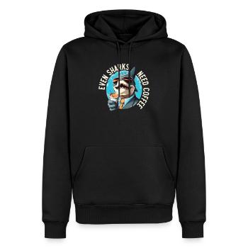 Kaffeehai-Liebhaber Meeresbiologie Koffein-Trinker - Männer Premium Bio Hoodie - Schwarz - Vorne - Nico (187cm)