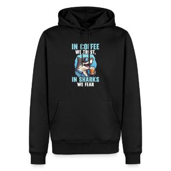 Kaffeehai-Liebhaber Meeresbiologie Koffein-Trinker - Männer Premium Bio Hoodie - Schwarz - Vorne - Nico (187cm)