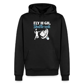 Federball Badmintonspieler Smash Racket Sport - Männer Premium Bio Hoodie - Schwarz - Vorne - Nico (187cm)