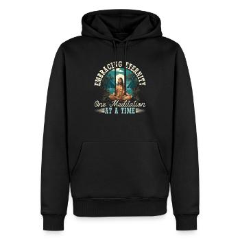 Méditation chrétienne Jésus Yoga Zen Christianisme - Sweat à capuche Premium bio Homme - noir - Devant - Nico (187cm)