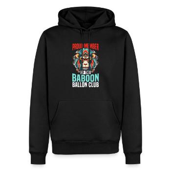 Babouin Singe Amoureux Faune Animalier Gardien de zoo - Sweat à capuche Premium bio Homme - noir - Devant - Nico (187cm)