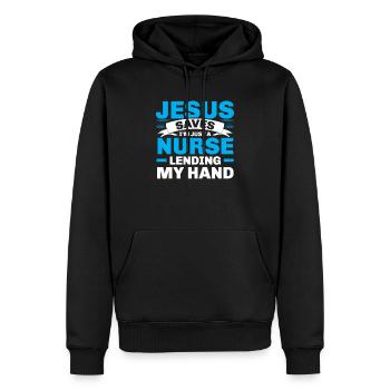 Infirmière chrétienne RN Infirmière autorisée Christianisme - Sweat à capuche Premium bio Homme - noir - Devant - Nico (187cm)