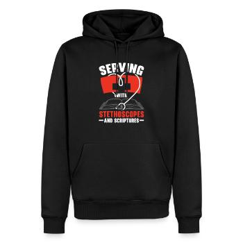 Infirmière chrétienne RN Infirmière autorisée Christianisme - Sweat à capuche Premium bio Homme - noir - Devant - Nico (187cm)