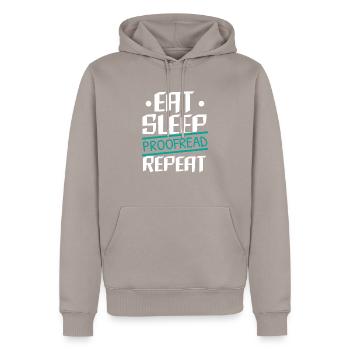 Korrekturlesen, Job, Rechtschreibung, Grammatik, Korrekturleser - Männer Premium Bio Hoodie - Taupe - Vorne - Nico (187cm)