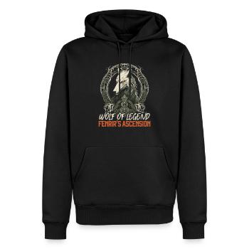Fenrir Loup Viking Nordique Norsemen Odins Loup - Sweat à capuche Premium bio Homme - noir - Devant - Nico (187cm)