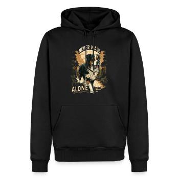 Never Walk Alone - Jolie chemise officielle de marche - Sweat à capuche Premium bio Homme - noir - Devant - Nico (187cm)