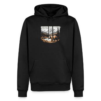 Bär Wandern Bergsteigen Wanderer Bärenliebhaber - Männer Premium Bio Hoodie - Schwarz - Vorne - Nico (187cm)