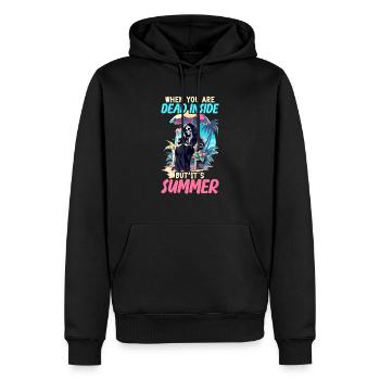 Dead Inside Sarcastic Gothic Skeleton Halloween - Men’s Premium Organic Hoodie - black - Front - Nico (187cm)