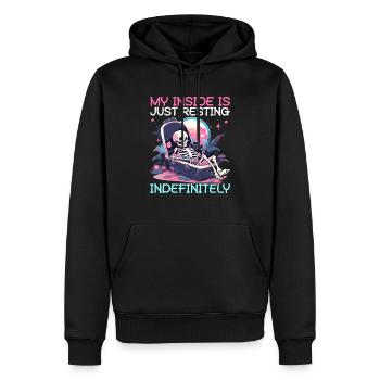 Dead Inside Sarcastic Gothic Skeleton Halloween - Men’s Premium Organic Hoodie - black - Front - Nico (187cm)