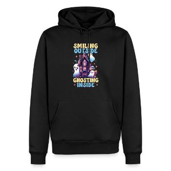 Dead Inside Sarcastic Gothic Skeleton Halloween - Men’s Premium Organic Hoodie - black - Front - Nico (187cm)