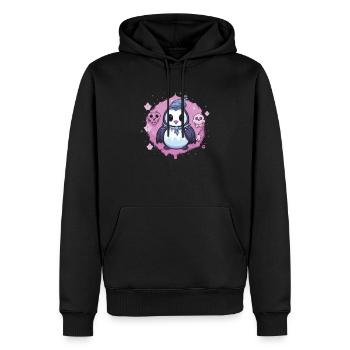 Pastel Goth Lover Soft Grunge Penguin Esthétique - Sweat à capuche Premium bio Homme - noir - Devant - Nico (187cm)