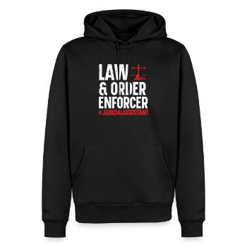 Juristischer Assistent Job Recht Richter im Gerichtssaal - Männer Premium Bio Hoodie - Schwarz - Vorne - Nico (187cm)