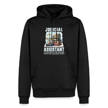 Juristischer Assistent Job Recht Richter im Gerichtssaal - Männer Premium Bio Hoodie - Schwarz - Vorne - Nico (187cm)