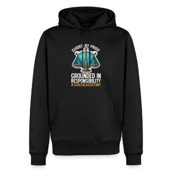 Juristischer Assistent Job Recht Richter im Gerichtssaal - Männer Premium Bio Hoodie - Schwarz - Vorne - Nico (187cm)