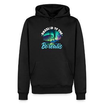 Aurore boréale ciel étoilé Nature lumière affichage - Sweat à capuche Premium bio Homme - noir - Devant - Nico (187cm)