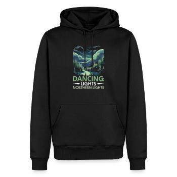 Aurore boréale ciel étoilé Nature lumière affichage - Sweat à capuche Premium bio Homme - noir - Devant - Nico (187cm)