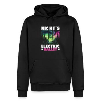 Aurore boréale ciel étoilé Nature lumière affichage - Sweat à capuche Premium bio Homme - noir - Devant - Nico (187cm)