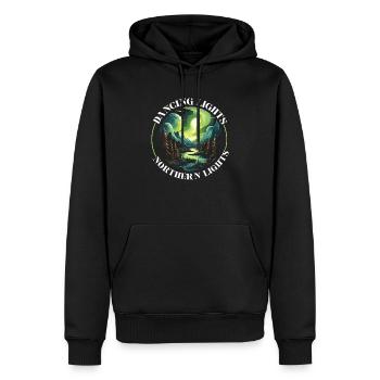 Aurore boréale ciel étoilé Nature lumière affichage - Sweat à capuche Premium bio Homme - noir - Devant - Nico (187cm)
