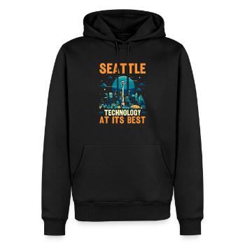 État de Seattle, Washington, États-Unis, États-Unis - Sweat à capuche Premium bio Homme - noir - Devant - Nico (187cm)