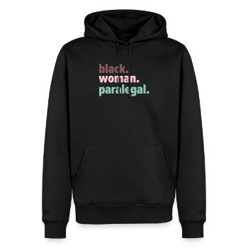 Assistante juridique Profession d’étudiante en droit Parajuriste - Sweat à capuche Premium bio Homme - noir - Devant - Nico (187cm)