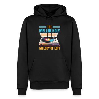 Lofi Mélomane Basse Fidélité Esthétique Japonaise - Sweat à capuche Premium bio Homme - noir - Devant - Nico (187cm)