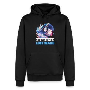Lofi Mélomane Basse Fidélité Esthétique Japonaise - Sweat à capuche Premium bio Homme - noir - Devant - Nico (187cm)