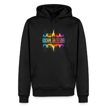 Lofi Mélomane Basse Fidélité Esthétique Japonaise - Sweat à capuche Premium bio Homme - noir - Devant - Nico (187cm)