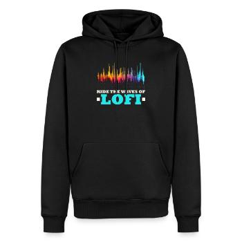 Lofi Mélomane Basse Fidélité Esthétique Japonaise - Sweat à capuche Premium bio Homme - noir - Devant - Nico (187cm)