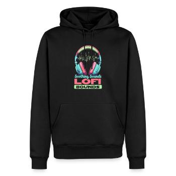 Lofi Mélomane Basse Fidélité Esthétique Japonaise - Sweat à capuche Premium bio Homme - noir - Devant - Nico (187cm)