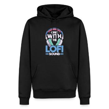 Lofi Mélomane Basse Fidélité Esthétique Japonaise - Sweat à capuche Premium bio Homme - noir - Devant - Nico (187cm)