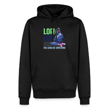 Lofi Mélomane Basse Fidélité Esthétique Japonaise - Sweat à capuche Premium bio Homme - noir - Devant - Nico (187cm)