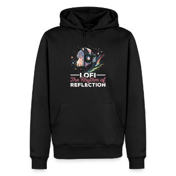 Lofi Mélomane Basse Fidélité Esthétique Japonaise - Sweat à capuche Premium bio Homme - noir - Devant - Nico (187cm)