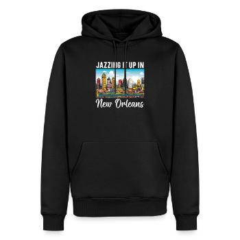 La Nouvelle-Orléans, Louisiane, États-Unis, États-Unis - Sweat à capuche Premium bio Homme - noir - Devant - Nico (187cm)