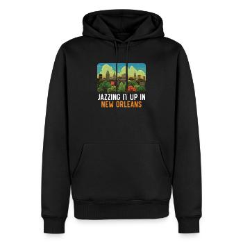 La Nouvelle-Orléans, Louisiane, États-Unis, États-Unis - Sweat à capuche Premium bio Homme - noir - Devant - Nico (187cm)