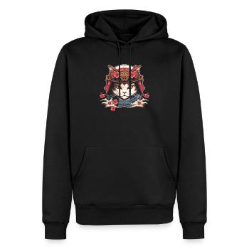 Chat samouraï japonais Japon Esthétique Amoureux des chats - Sweat à capuche Premium bio Homme - noir - Devant - Nico (187cm)