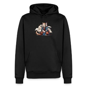 Chat samouraï japonais Japon Esthétique Amoureux des chats - Sweat à capuche Premium bio Homme - noir - Devant - Nico (187cm)
