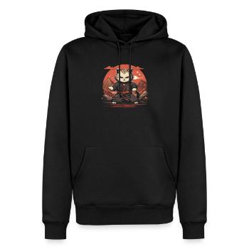 Chat samouraï japonais Japon Esthétique Amoureux des chats - Sweat à capuche Premium bio Homme - noir - Devant - Nico (187cm)