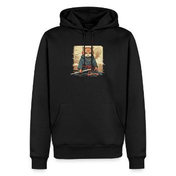Chat samouraï japonais Japon Esthétique Amoureux des chats - Sweat à capuche Premium bio Homme - noir - Devant - Nico (187cm)