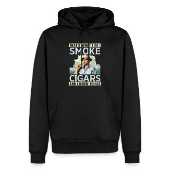 Zigarrenrauchen Tabakrauchen Zigarettenraucher Zigarre - Männer Premium Bio Hoodie - Schwarz - Vorne - Nico (187cm)
