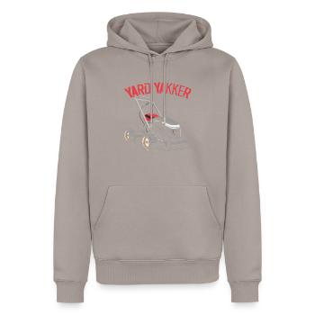 Rasenmäher, Rasenmähen, Landschaftsbau, Gartenarbeit - Männer Premium Bio Hoodie - Taupe - Vorne - Nico (187cm)