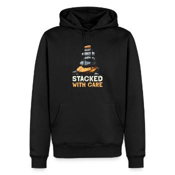 Bas de roche empileur de pierres Équilibre de roche - Sweat à capuche Premium bio Homme - noir - Devant - Nico (187cm)