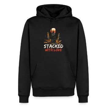 Bas de roche empileur de pierres Équilibre de roche - Sweat à capuche Premium bio Homme - noir - Devant - Nico (187cm)