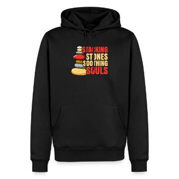 Bas de roche empileur de pierres Équilibre de roche - Sweat à capuche Premium bio Homme - noir - Devant - Nico (187cm)