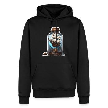Flaschenschiff / Flaschenpost / Ahoi / Anker - Männer Premium Bio Hoodie - Schwarz - Vorne - Nico (187cm)