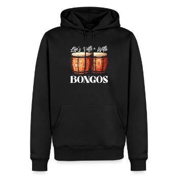 Bongospieler Musikinstrument Musiker - Männer Premium Bio Hoodie - Schwarz - Vorne - Nico (187cm)