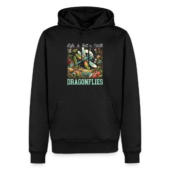 Cottagecore Esthétique Libellule Amante Gobelin - Sweat à capuche Premium bio Homme - noir - Devant - Nico (187cm)