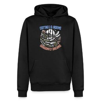 Cottagecore Esthétique Libellule Amante Gobelin - Sweat à capuche Premium bio Homme - noir - Devant - Nico (187cm)