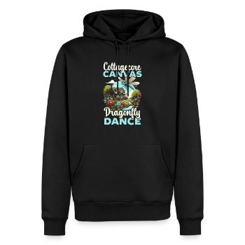 Cottagecore Esthétique Libellule Amante Gobelin - Sweat à capuche Premium bio Homme - noir - Devant - Nico (187cm)