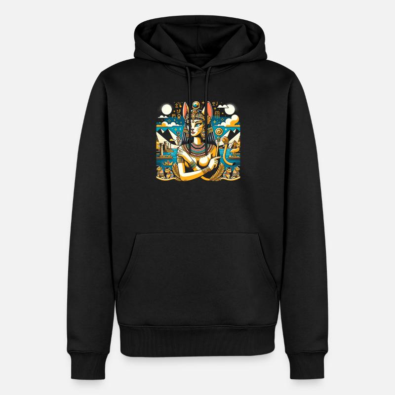 Bastet Déesse égyptienne Égypte Pyramide Égypte - Sweat à capuche Premium bio Homme - noir